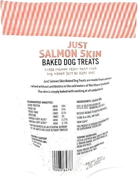 Just Salmon Skin Baked Dog Treats Net Wt. 2 Oz (57g) -Pack of 3