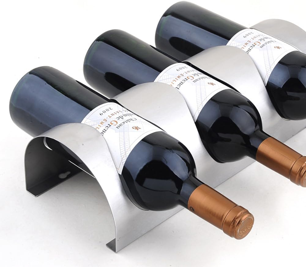 Stainless Steel Wine Rack Hanging Home Wall Mounted Wine Rack Creative Decoration Wine Holder Wine Bottle Display Rack Fashion Home Bar Restaurant Wall Wine Rack Decoration (4 Bottles)