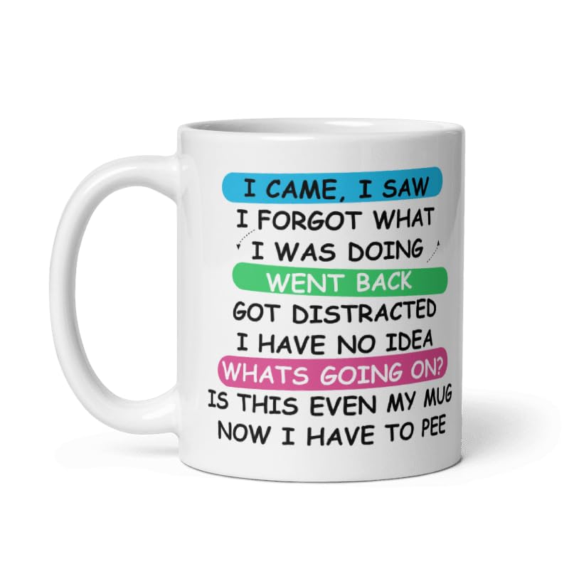 Custom I Came I Saw I Forgot Funny Mug – Silly Novelty Gift for Women & Men – Hilarious Present for Mum, Dad, Friends, Sister, Colleagues – Birthday, Xmas, Secret Santa, Work Coffee Mug