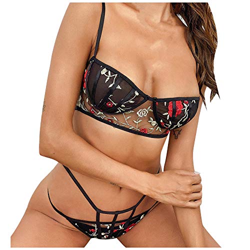 Ensemble de sous-vêtements sexy chic en maille avec broderies d'exception