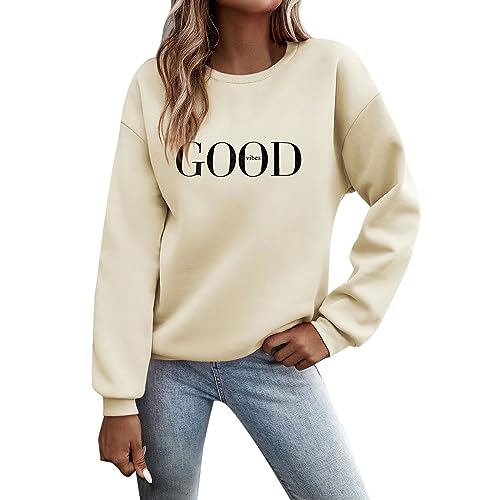Damen Sweatshirt Mit Buchstaben Druck - Langarm Pullover Ohne Kapuze