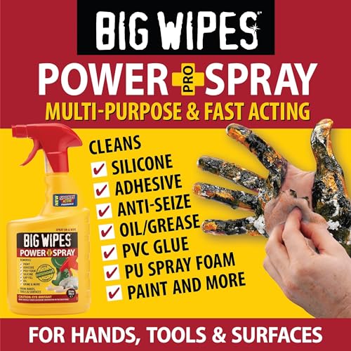 Image of BIG WIPES Power Spray Heavy Duty Cleaning Solution for Tough Grime, Garage, Shop, and Professional Jobsite Use - 32 Ounces (1 Pack)