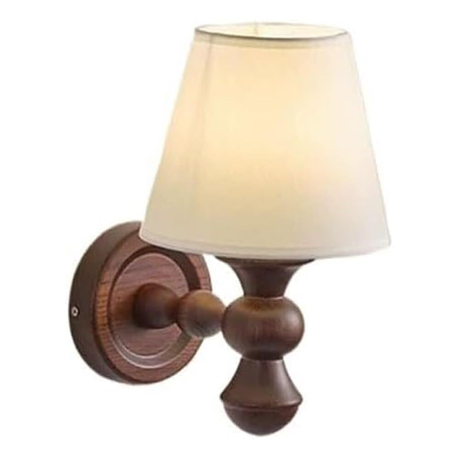 KHUKHU Modern Mid Century Wall Light French Retro Fabric Lampshade Wall Sconces Walnut Color E26/E27 Base Wall Lamp Bedroom Living Room Corridor Wall Light for Living Room Bedroom Hallway