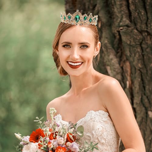 Tiara nupcial de cristal verde SOIMISS en aleación ligera de alta joyería 6