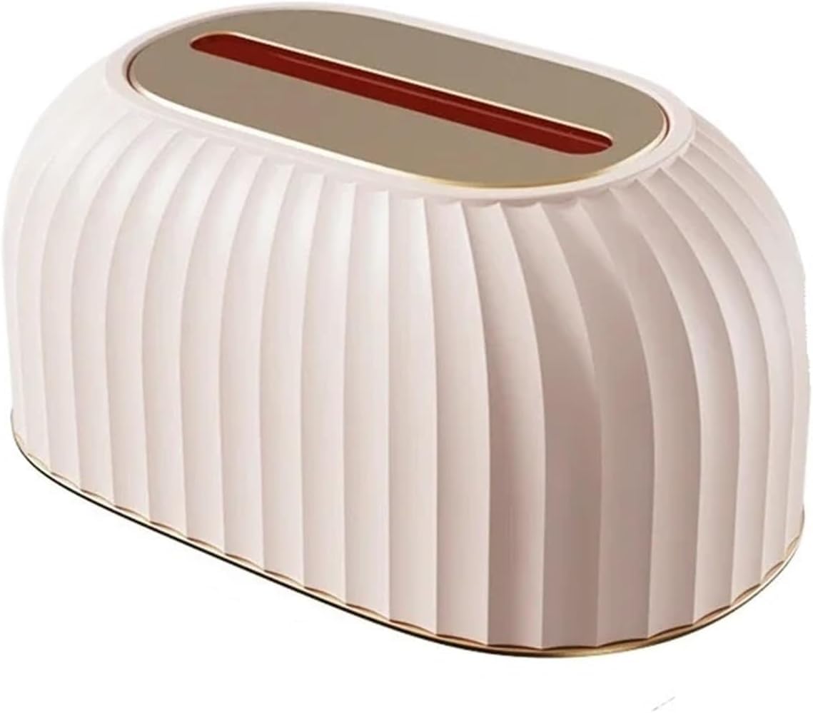 Tissue Box Cover Holder, Striped Toilet Paper Box Table Napkin Holder Dispenser Home Decoration(Pink)