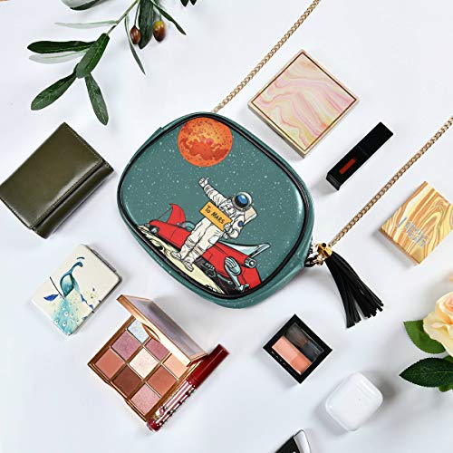 ALAZA PU Leather Small Crossbody Bag Purse Wallet Pop Art Retro Astronaut Space Cartoon Cell Phone Bags with Adjustable Chain Strap & Multi Pocket2