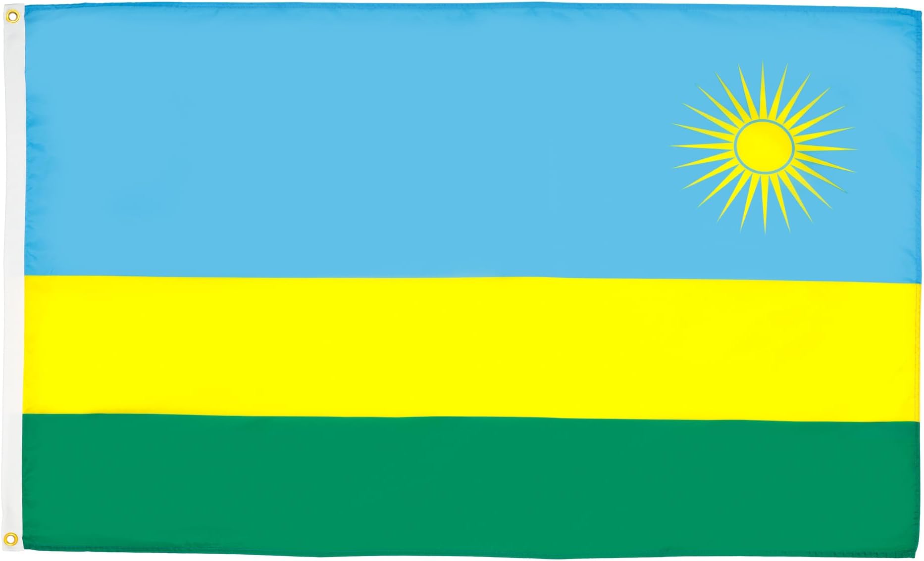 AZ FLAG - Rwanda Flag - 2x3 Ft - 100D Polyester Rwandese Banner with Two Metal Grommets - Fade Resistant - Vivid Colors - 2' x 3' Feet - 90x60 Cm