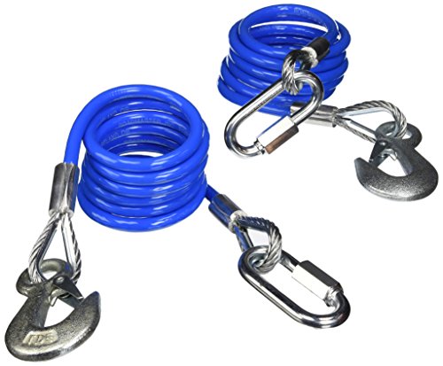 Roadmaster 643 Pair of Coiled Safety Single Hook Cables Compatible with Tow Bars & Towed Vehicles | 68' Long | 6,000 lb Capacity Per Pair | Provides Secure Safety Connection During Towing