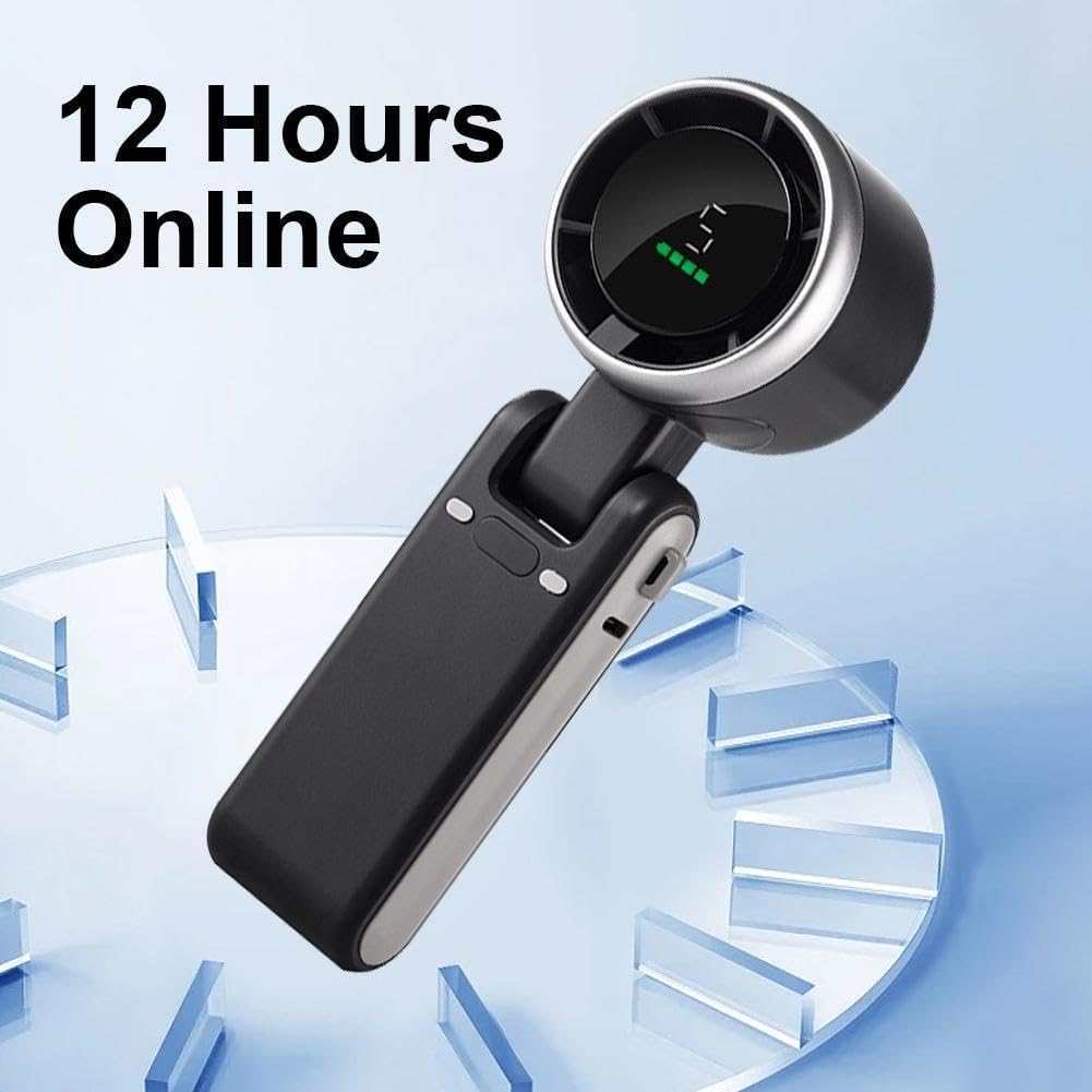 HONEYYEAR Ventilatore portatile turbo, 3600 mAh, ventilatore a batteria con display LED, mini ventilatore portatile, regolabile a 180°, 5 velocità