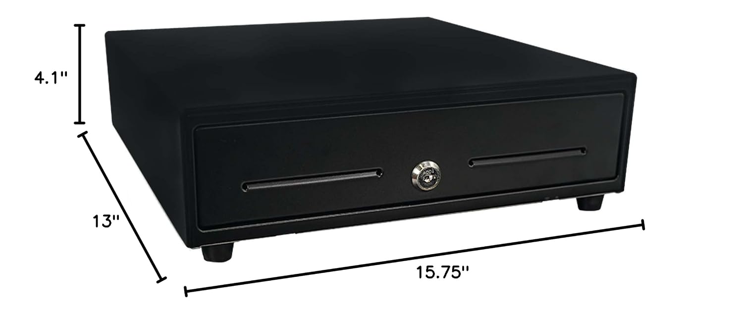 Star Micronics CD3-1313 4 Bill / 5 Coin Value Series Mini Cash Drawer with 2 Media Slots and Included Cable (13" x 13") - Black