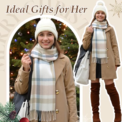 Image of Loritta Winter Scarf for Women, Long Plaid Shawl Wraps Scarves Gifts