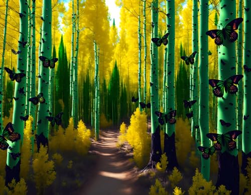 Toile papillons verts et noirs SERENDIPITP pour mur vide salon 58x90