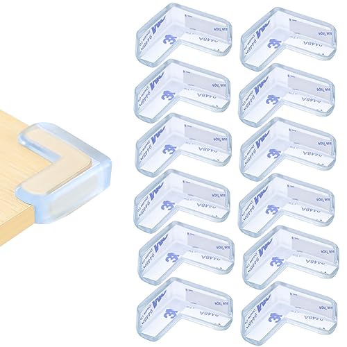 Corner Guards for Furniture -Sdjdhej 20Pcs Clear Baby Proof Table Edge Corner Protectors Soft Silicone Bumper Strip with Clear Edge Bumpers Guard for Baby, Kids, Fireplace, Countertop (L-Shaped)