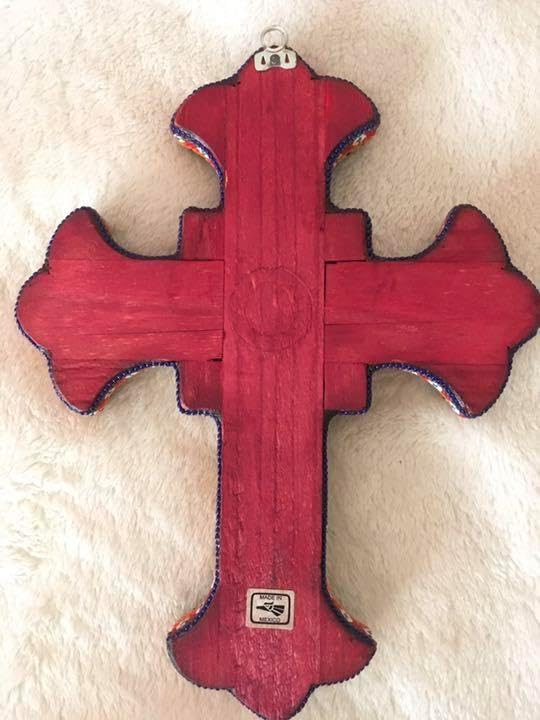 虹 メキシコ ビーズ ワーク ロザリオ 十字架 グアダルーペ ネイティブ