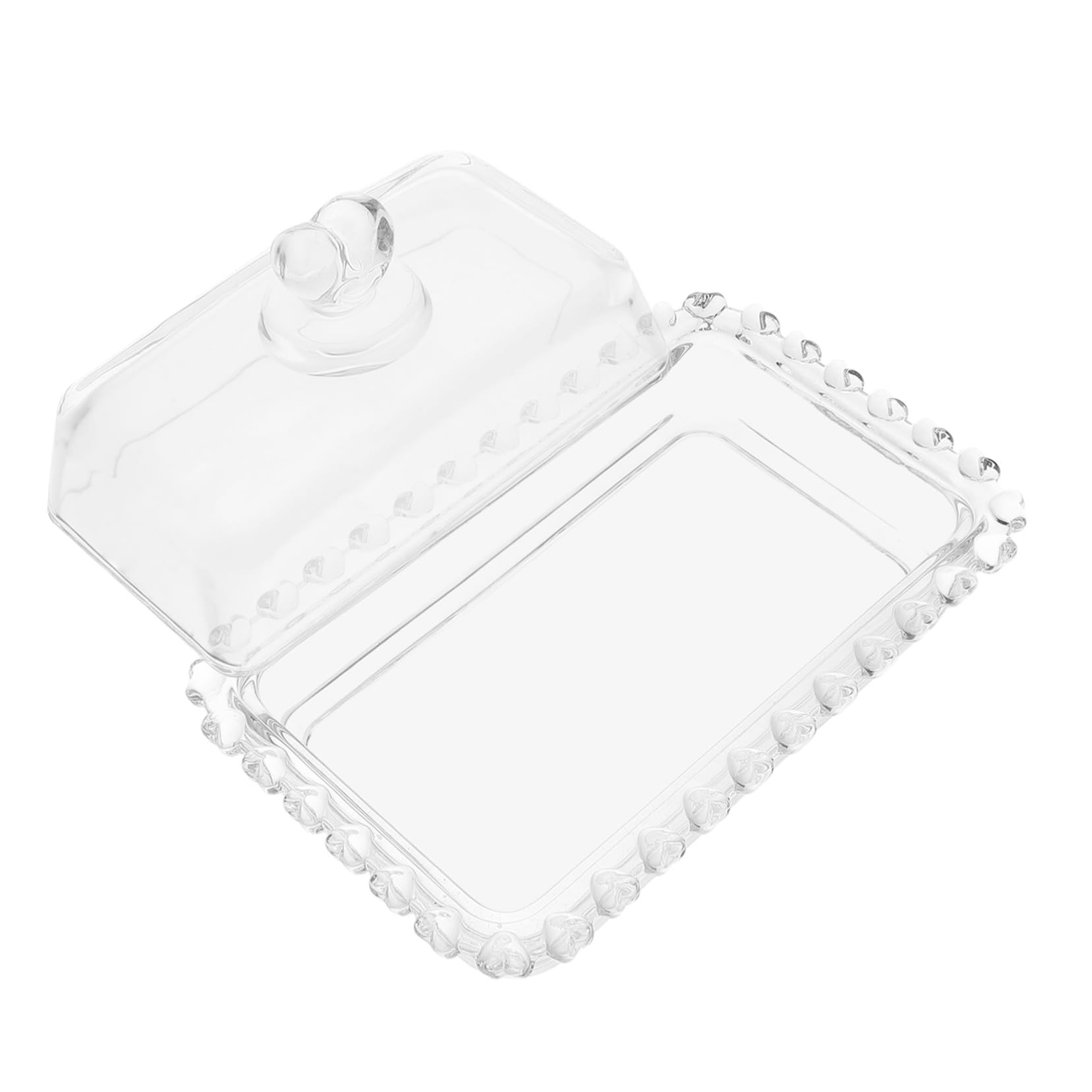 Beurrier En Verre Transparent Avec Couvercle, Plaque à Beurre Compacte, Verre Résistant, Conservation Fraîcheur, Usage Quotidien, Adapté Réfrigérateur, Modèle Cœur Design