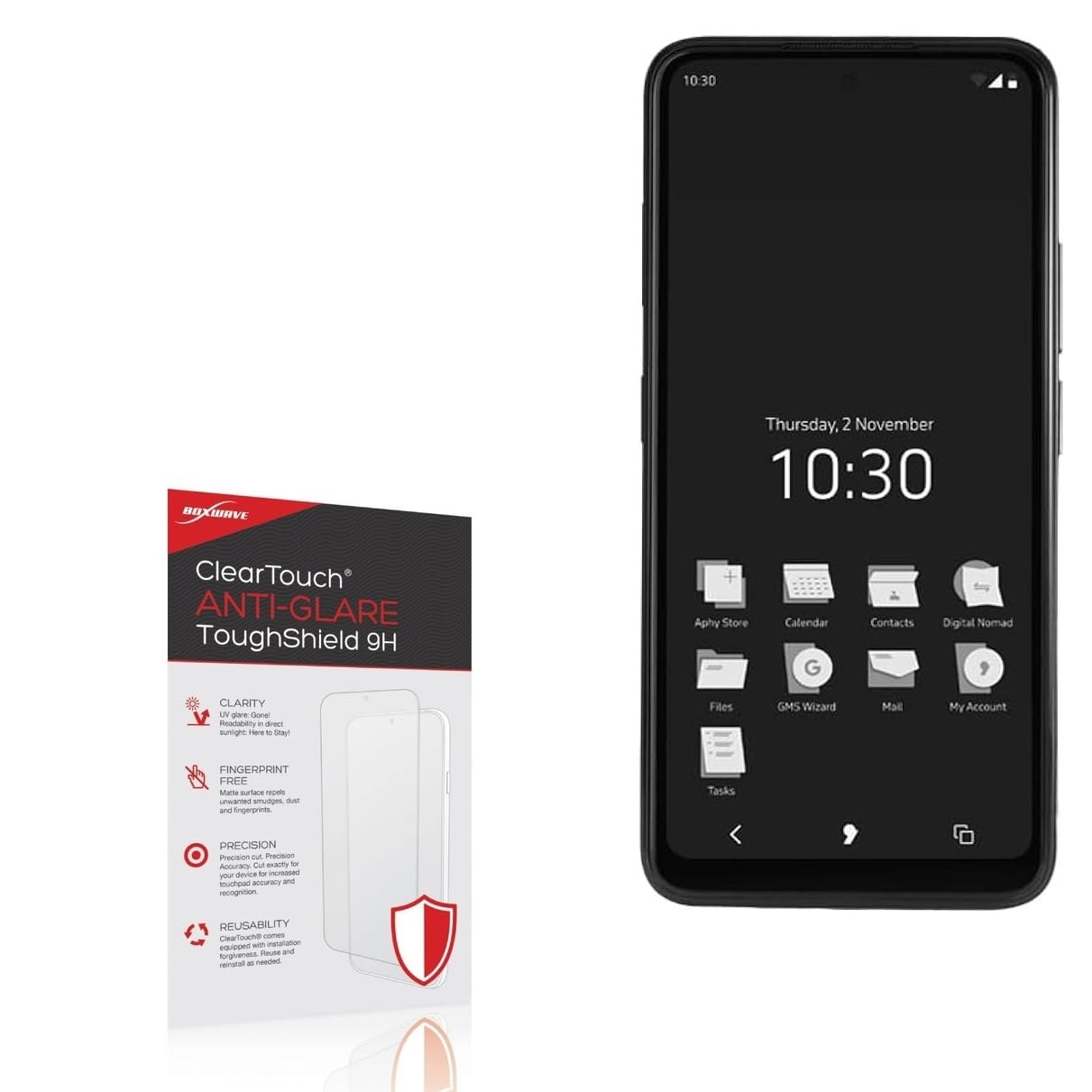 BoxWave Screen Protector Compatible With Punkt MC02 5G - ClearTouch Anti-Glare ToughShield 9H (2-Pack), Anti-Glare 9H Tough Flexible Film Screen Protector