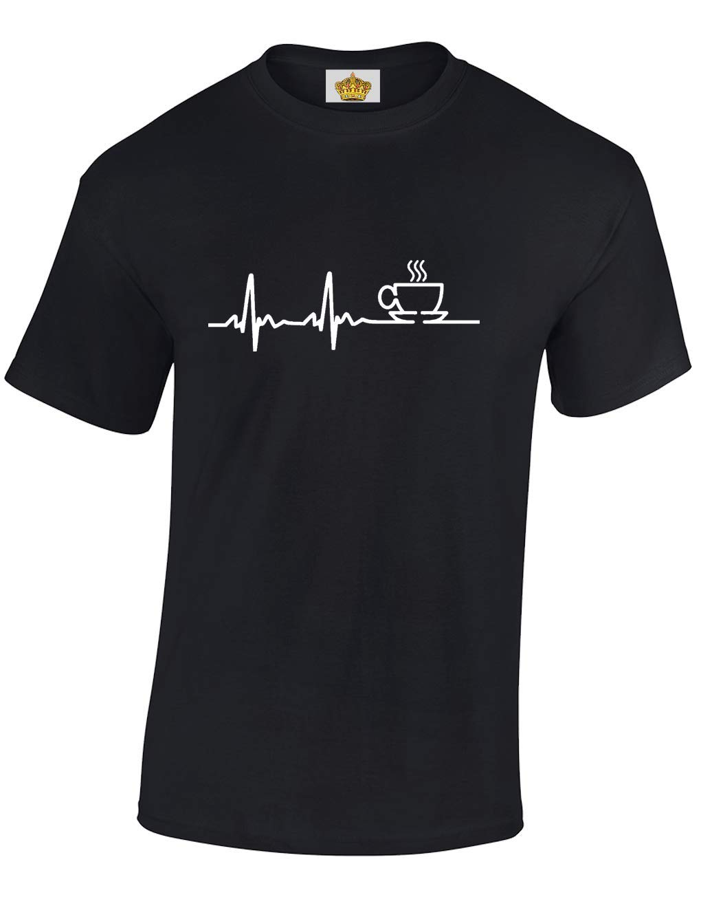 Crown Designs Coffee ECG Novelty Gift for Men & Teenagers T-Shirts Tops (Black/XX-Large)