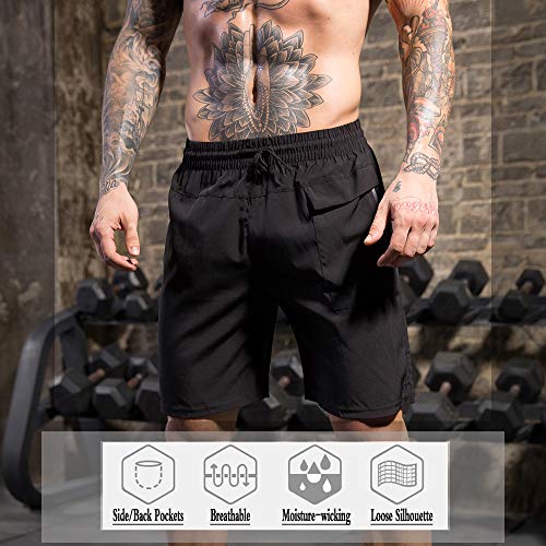 Ajcoflt Shorts de esportes Bolsos de secagem rápida Solto respirável Gym Running Workout Activewear
