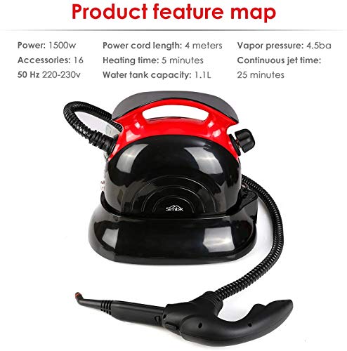 SIMBR Best Steam Cleaner, 1500W Heavy Duty Household Steamer, Multipurpose Steam Mop with 13 Accessories, Chemical-Free Cleaning for Carpet, Floors, Windows, Cars and More