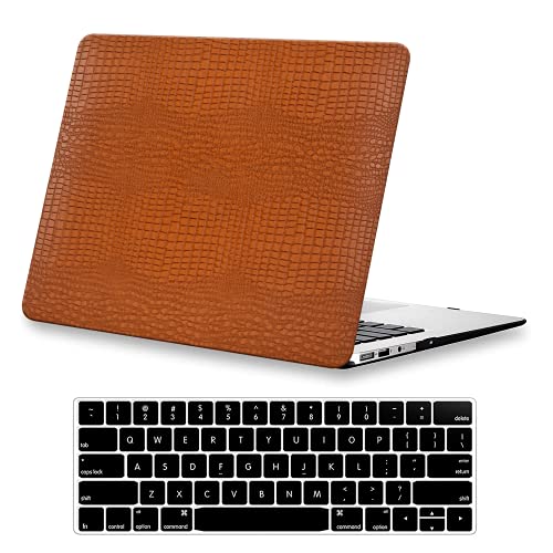 Compatible with MacBook Air 13 inch Case A1369 A1466 DTangLsm PU Leather MacBook Air Case 13 inch Plastic Hard Shell Case & Keyboard Cover ONLY fit Older 13 inch MacBook Air 2010-2017 Release, CBrown