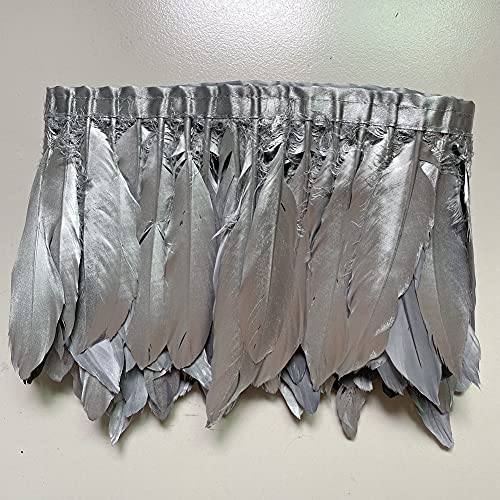Sowder Duck Goose Feather Trim Fringe 2 Yards (Silver)