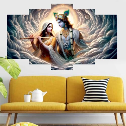 Image of SN Handicrafts Radha Krishna Religious Wall Painting for Living Room, Bedroom, Gifts, 18 inch x 30 inch Painting (Without Frame, Pack of 5)(RK S-109)