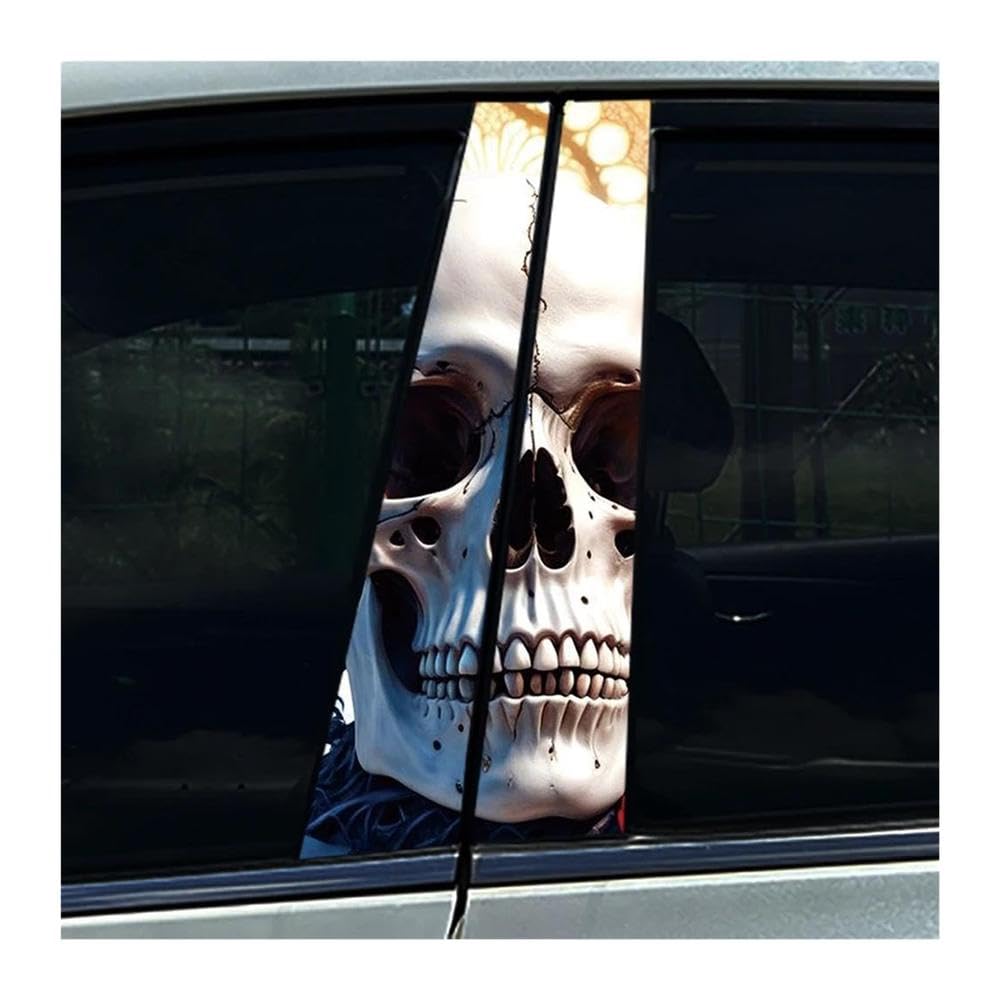 Body Parts 2PCS Car Center Column Waterproof Decals Skeleton and Rose Car B-Pillar Stickers(D)