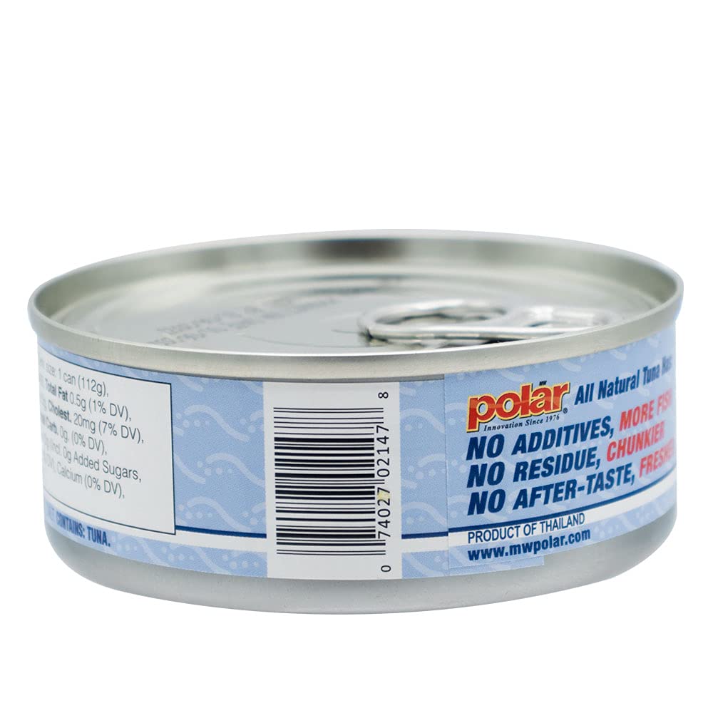 MW Polar All Natural SOLID WHITE TUNA in Water, Easy Open Can, Wild Caught, Sustainable Fishing, Dolphin Safe, Tender, No Preservatives/Residue, Gluten Free, Lean Protein, Kosher, 5oz (Pack of 12)