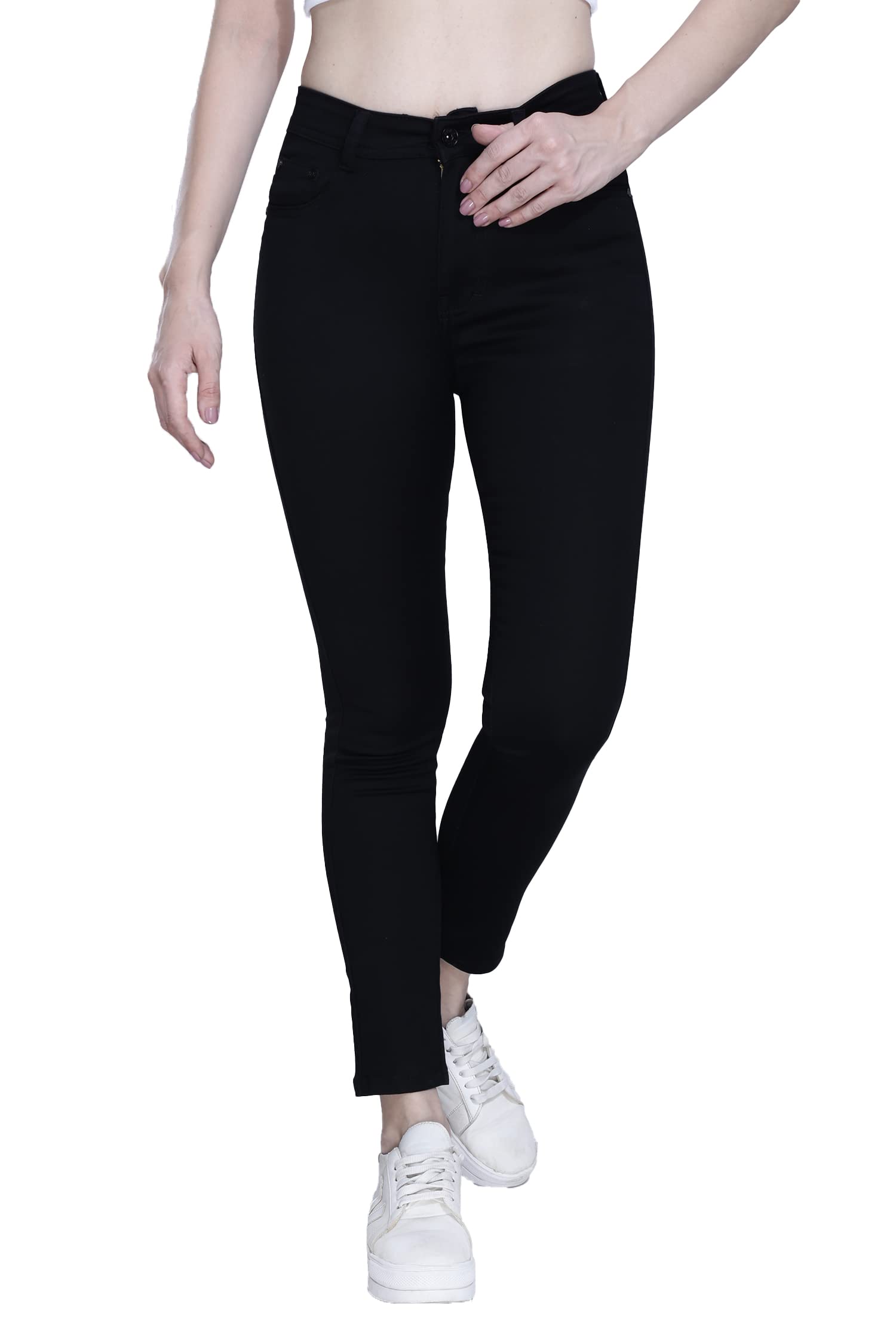 fck-3 Stretchable Denim High Rise Single Buttoned Ankle Length Jeans for Women-picture-39