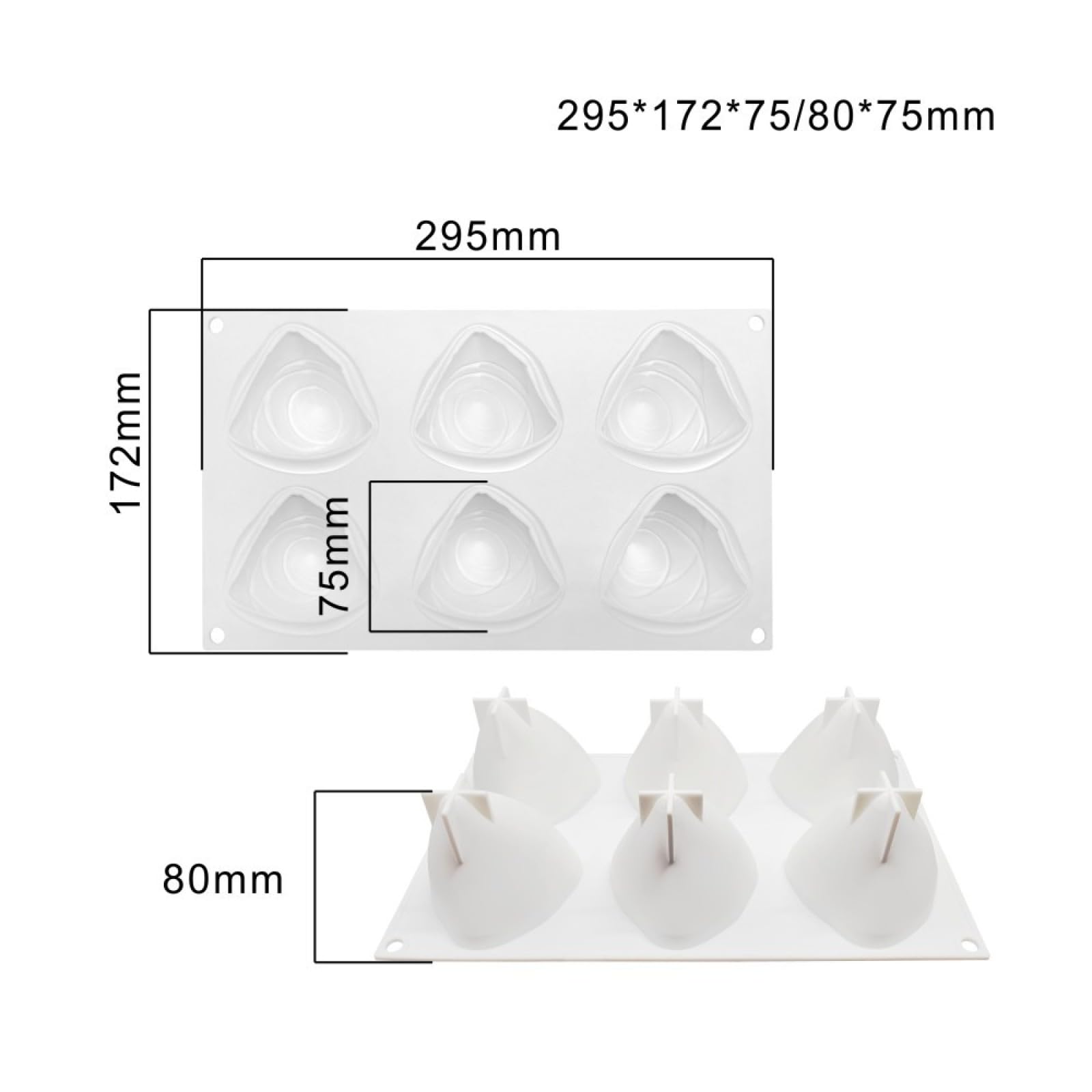Moldes Tartas Silicona 2 Piezas De 6 Albóndigas De Arroz Moldes Para Pasteles Helado De Gelatina De Bricolaje Moldes De Silicona Para Hornear, Blanco