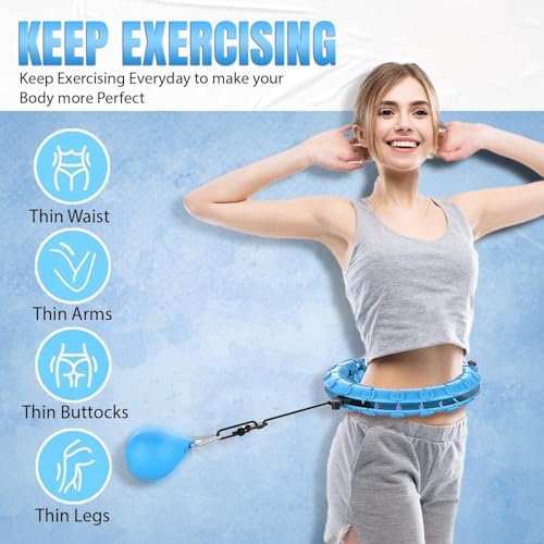 Image of Adjustable Weighted Hula Hoop for Adults - Fitness Exercise Hoop for Weight Loss, Waist Training, Core Strength, Home Workout, and Fun Exercise