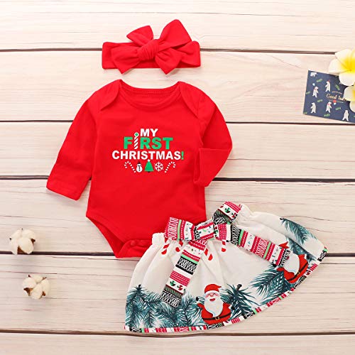 My First Christmas Outfits voor Pasgeboren Baby Meisje 1e Xmas Romper Tutu Rok Hoofdband Kleding Vrolijk Kerstfeest 3… - Image 7