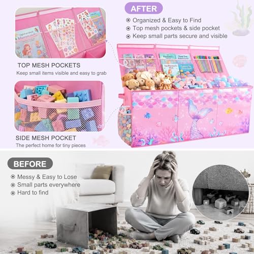 Image of Toy Box with Adjustable Divider Large Toy Chest Storage for Nursery Bedroom