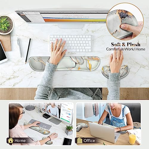 Image of Gimars Upgrade Enlarge Gel Memory Foam Set Keyboard Wrist Rest Pad, Mouse Wrist Cushion Support for Office,Could Golden Computer, Laptop, Mac,Cloud Golden