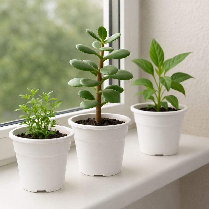 Image of Indian Gardens - 4 inch Indoor (Pack of 10) Plastic Small Colour pots | Plastic Plant Pot for Terrace Garden (White)