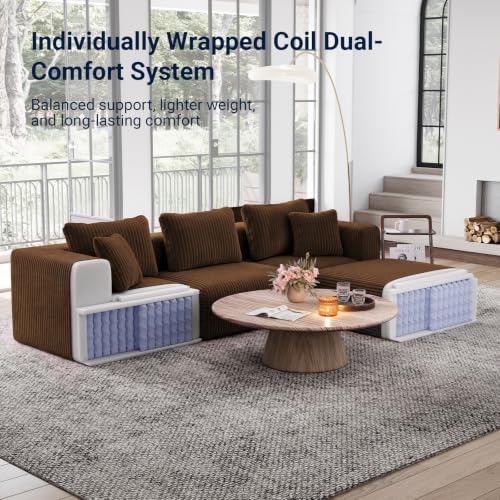 Image of Avenco 141-inch U-Shaped Modular Sectional Couch Sofa with 4 Ottomans