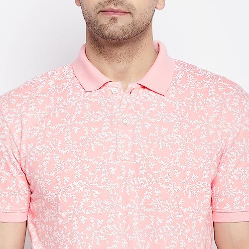 Image of WILD WEST Mens Plus Size Polo Neck Pink All Over Printed Half Sleeve Tshirt for Men (U)