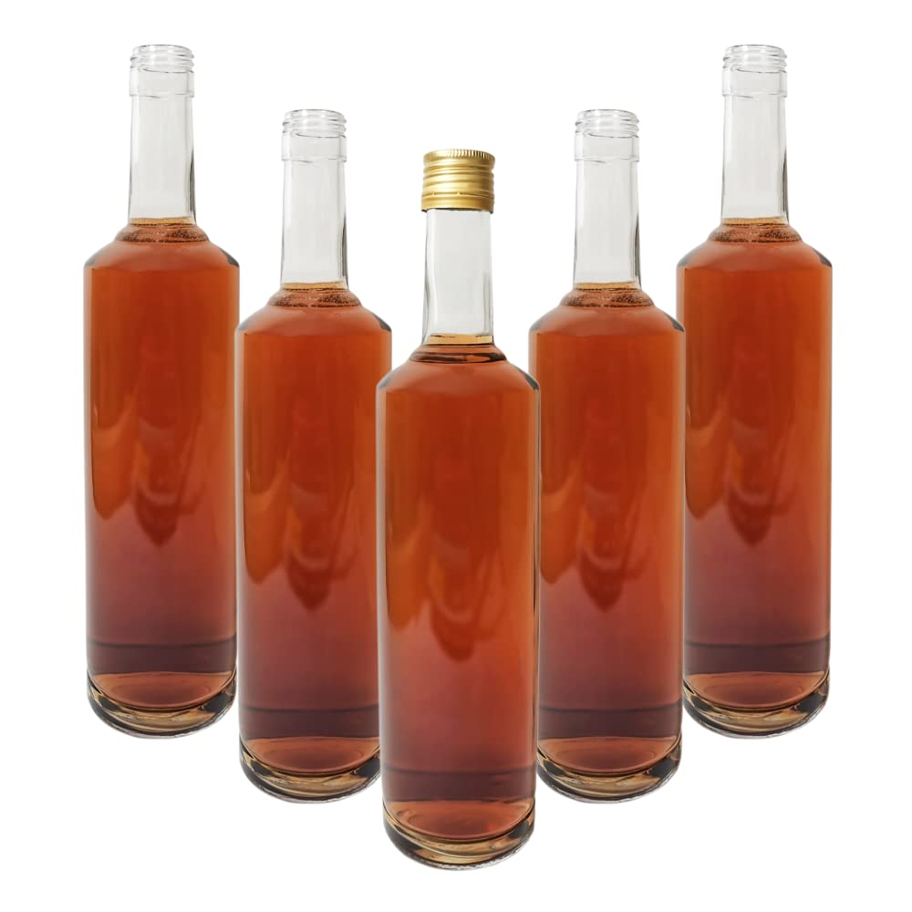 Set of 5 750 ml (0.75L) Glass Bottle LINA 750ml + Screw Caps for Filling it Yourself Gin Bottles Schnapps Liqueur Wine