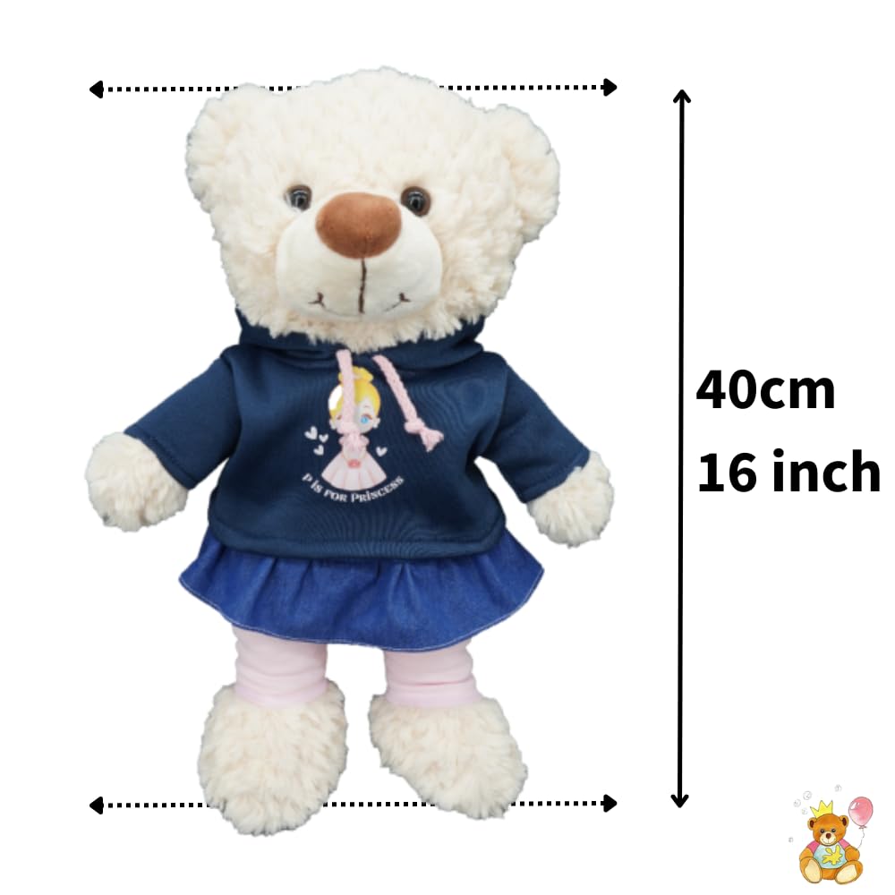 Falda con capucha de princesa de 40,6 cm, ropa de oso de peluche, tamaño: 40 cm, se adapta a Build a Bear