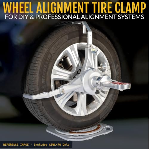 Image of Wheel Alignment Tire Clamp, 18.5 inch-43.3 inch Tire OD Range, Magnetic Adapter Plate for Camber & Caster Gauges, Wheel Alignment at Home