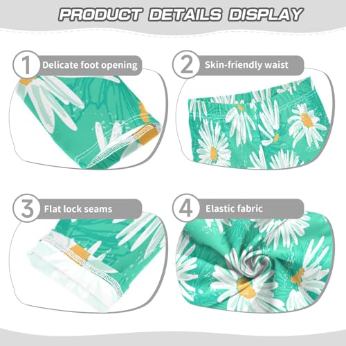 Toddler Girls Leggings Printed Yoga Pants Leggings Green White Daisy for Kids3