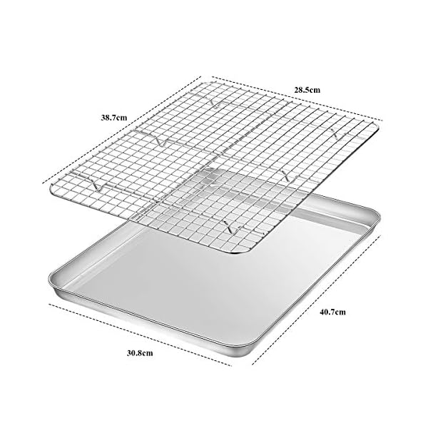 Baking Sheet with Rack Set [2 Pans + 2 Racks], Wildone Stainless Steel
