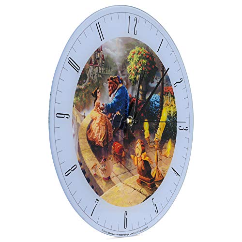 Beauty And The Beast Disney Kinkade Falling In Love Blue 12 Inch Glass Round Wall Clock #TOP1