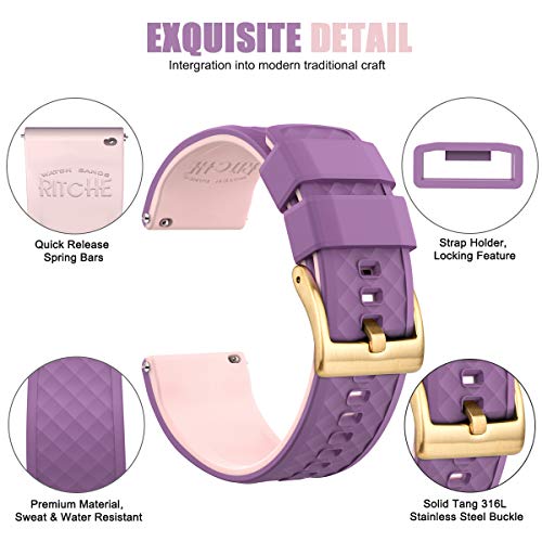 Image of Ritche Christmas Gift Silicone Watch Bands 18mm 20mm 22mm 24mm Quick Release Rubber Watch Bands for Men, White Elephant Gifts, Stocking Stuffers For Men
