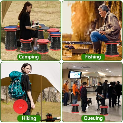 Image of 2026 Upgraded XXL Collapsible Stool with Thick Cushion,19.7 inchH-11.8 inchD Telescoping Folding Stool for Adults, More Sturdy Camping Stools with Load Capacity 1000lbs for Outdoor,Garden,Fishing,Hiking