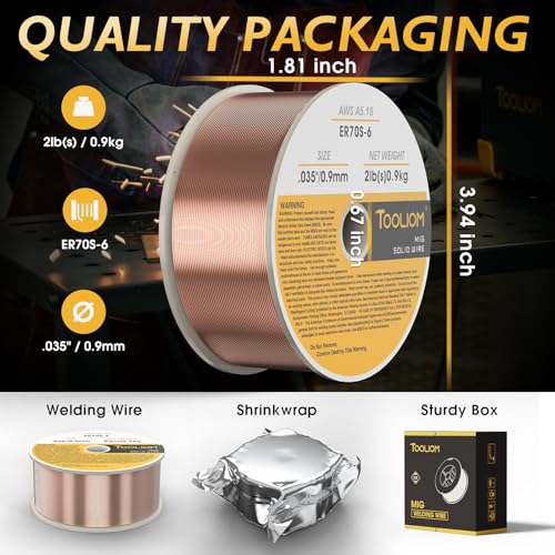 Image of TOOLIOM ER70S-6 0.035 inch Mild Steel MIG Welding Wire 2LB | High manganese & silicon for strong welds, minimal spatter, smooth feeding