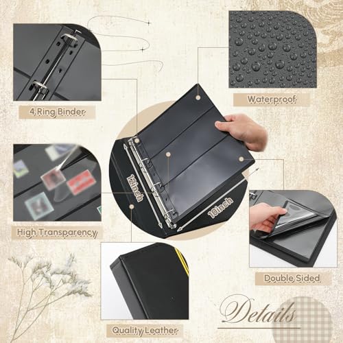 Image of Stamp Collecting Album Binder Kit for Collectors, 1 /2 /3 /4 Rows Banknotes Storage Book with 20 Stamp Pages, 4 Ring Binder, Tweezers and Magnifier, for Paper Money Bill Postage, Beginner Hobbyists Gift