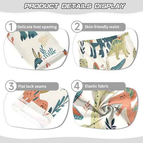 Bolaz Toddler Girls Leggings Printed Yoga Pants Leggings Green Orange Dinosaur for Kids3