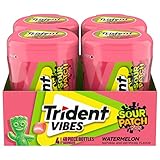 Trident Vibes SOUR PATCH KIDS Watermelon Sugar Free Gum, 4 Bottles of 40 Pieces (160 Total Pieces)