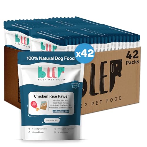 Image of BLEP World Chicken Rice Natural Dog Food 8.4 Kg (42 Pack of 200 G) | Zero Preservatives|Aids Joint Health & Digestion|Collagen Rich| Human Grade, Natural Wet Dog Food| for All Breeds,All Life Stages